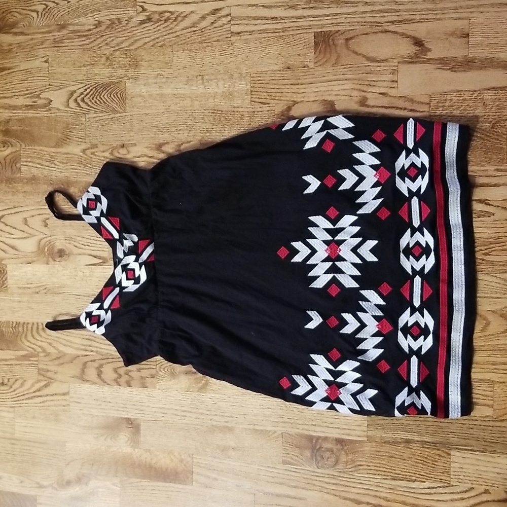 (M) INC International Concepts Embroidered Empire Waist Long Top Ecclectic Boho